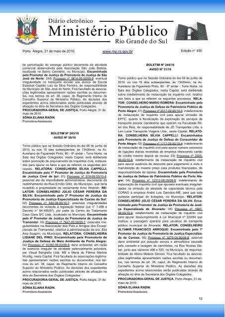 Procuradoria-Geral de JustiÃ§a - MinistÃ©rio PÃºblico - RS