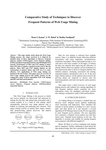 Comparative Study of Techniques to Discover Frequent ... - IRD India