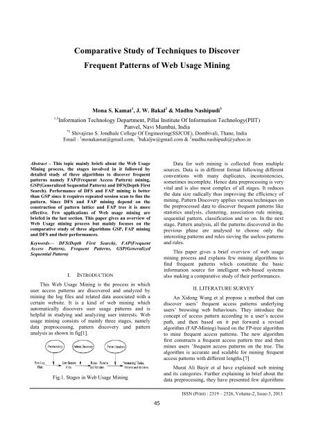 Comparative Study of Techniques to Discover Frequent ... - IRD India