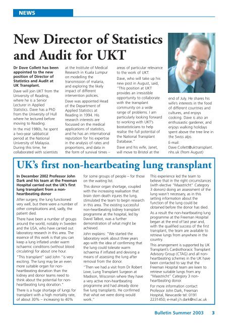 bulletin UK Transplant - Organ Donation