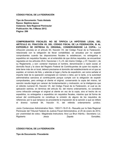 CÓDIGO FISCAL DE LA FEDERACIÓN Tipo de Documento: Tesis ...