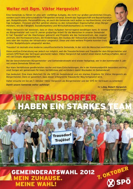 Folder Gemeinderatswahl 2012 - bei der SPÃ Trausdorf