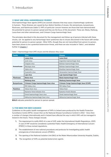 The Management of Viral Haemorrhagic Fevers in Ireland - Health ...