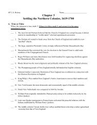 Chapter 3 Settling the Northern Colonies, 1619-1700