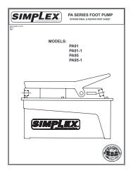 PA SERIES FOOT PUMP MODELS: PA91 PA91-1 PA95 ... - Simplex