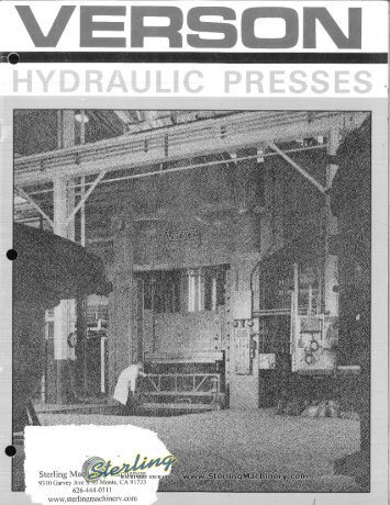 Verson Hydraulic Presses Brochure - Sterling Machinery
