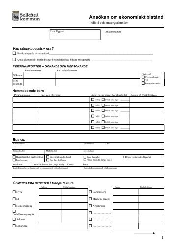 AnsÃ¶kningsblankett fÃ¶r ekonomiskt bistÃ¥nd - SollefteÃ¥ kommun