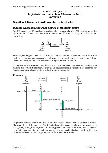 Travaux DirigÃ©s nÂ°1 IngÃ©nierie des protocoles - RÃ©seaux de Petri ...