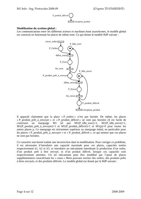 Travaux DirigÃ©s nÂ°1 IngÃ©nierie des protocoles - RÃ©seaux de Petri ...