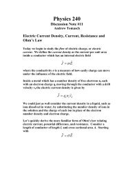 Discussion Note #11: Current, Resistance and Ohm's Law