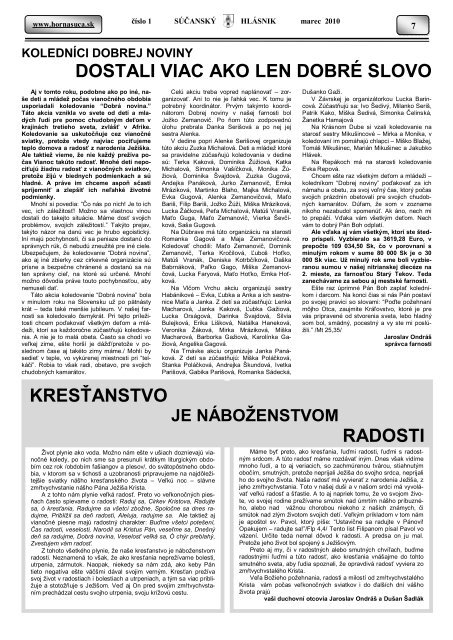 SÃºÄanskÃ½ hlÃ¡snik 2010 ÄÃ­slo 1 (pdf) - HornÃ¡ SÃºÄa