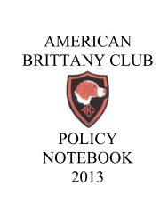 american brittany club policy book 2012 - National Breed Clubs ...