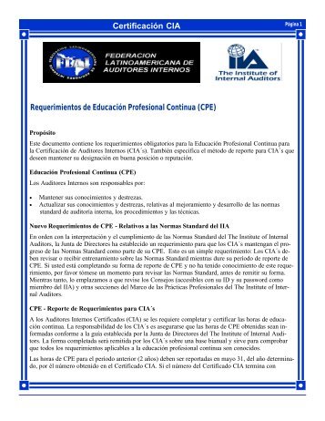 Requerimientos de EducaciÃ³n Profesional Continua (CPE ...