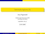 Semiotyka logiczna (5) - ZakÅad Logiki Stosowanej, UAM