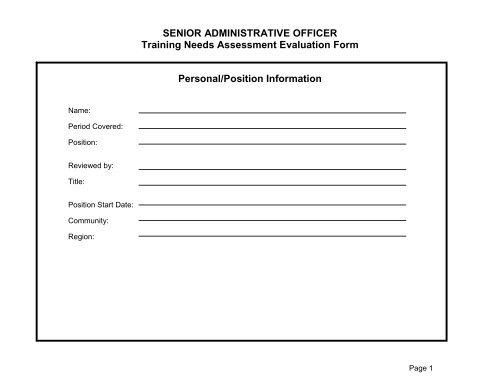 TRAINING NEEDS FOR ADMINISTRATIVE OFFICER intelligence overview