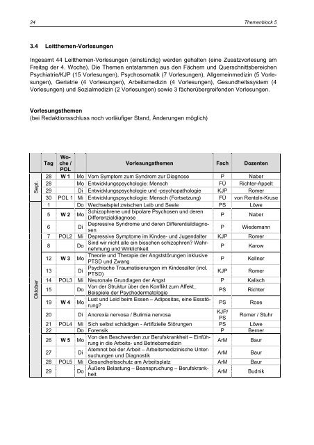 Themenblock 5 Psychosoziale Medizin Seele - KÃ¶rper - U