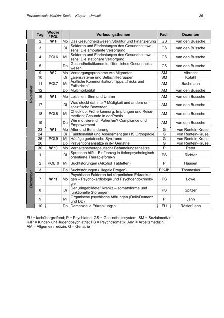 Themenblock 5 Psychosoziale Medizin Seele - KÃ¶rper - U