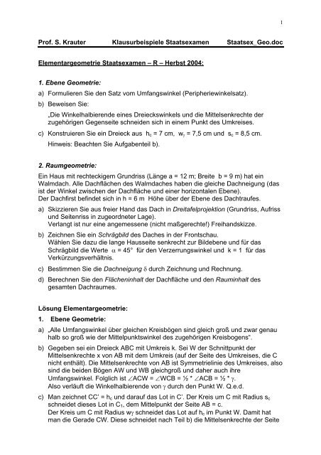 Prof. S. Krauter Klausurbeispiele Staatsexamen Staatsex_Geo.doc ...