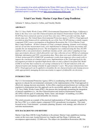 Triad Case Study: Marine Corps Base Camp Pendleton