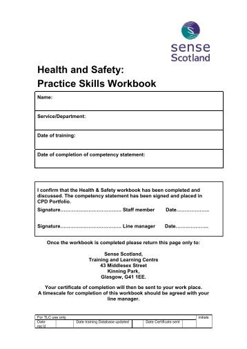 Health and safety - Sense Scotland
