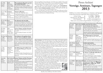 Vorträge, Seminare, Tagungen 2013 - Archiati Verlag