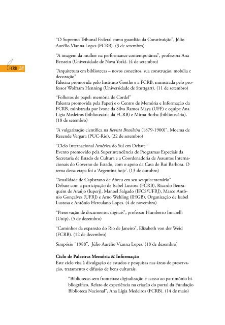 Relatório de Gestão da Fundação Casa de Rui Barbosa - 2003