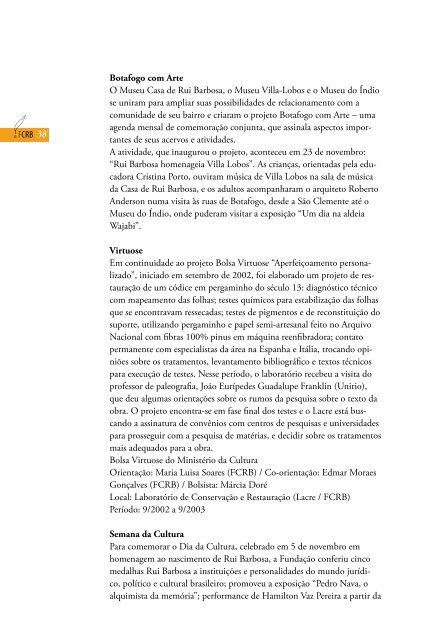 Relatório de Gestão da Fundação Casa de Rui Barbosa - 2003