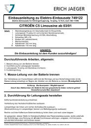 Einbauanleitung Erich Jaeger | Elektrosatz fÃ¼r Citroen ... - Bertelshofer