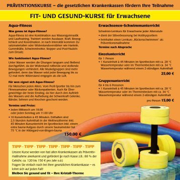 Flyer Gesund und Fit-Kurse / Schwimmkurse Erwachsene