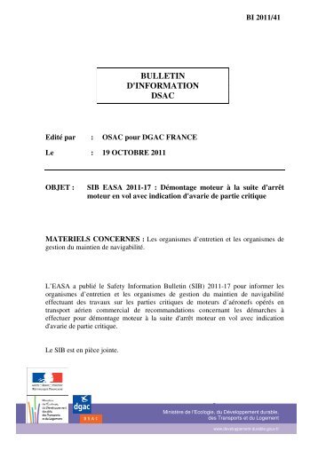 BULLETIN D'INFORMATION DSAC