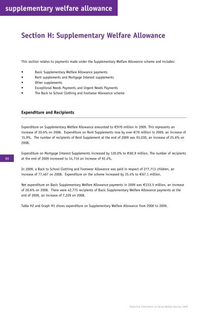 Statistical Information on Social Welfare Services 2009 - Welfare.ie