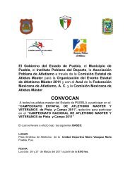 Convocatoria Estatal Master de Atletismo-PUEBLA 2011