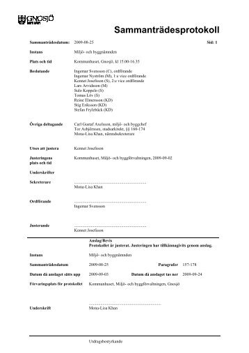 Miljö- och byggnämndens protokoll 20090825.pdf - Gnosjö kommun