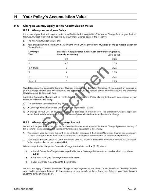 RBC Universal Life sample policy - RBC Insurance