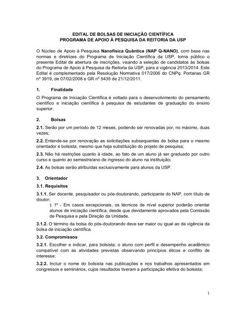 Consulte Edital - IFSC - USP