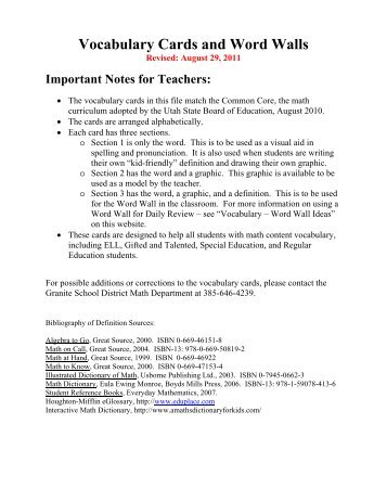 Vocabulary Cards 7th Grade N thru Z - Granite School District