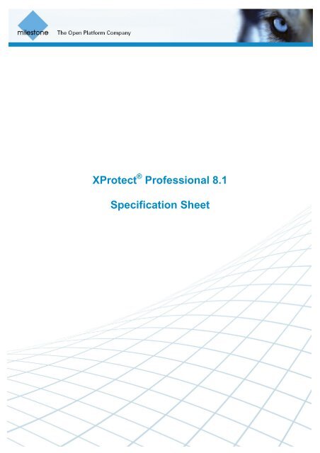 XProtect Professional 8.1 Specification Sheet - Milestone