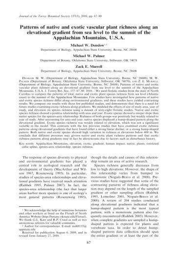 Patterns of native and exotic vascular plant richness along ... - BioOne