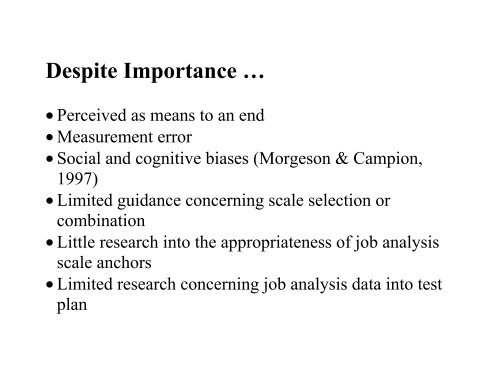 Job Analysis Rating Analysis via Item Response Theory - IPAC