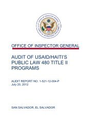 Audit of USAID/Haiti's Public Law 480 Title II Programs