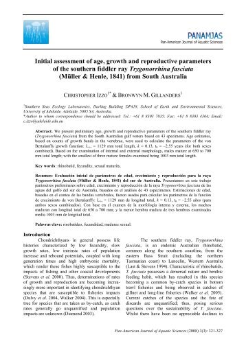 Initial assessment of age, growth and reproductive ... - PanamJAS