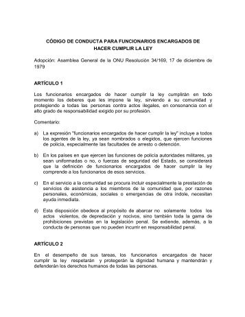 CÃƒÂ“DIGO DE CONDUCTA PARA FUNCIONARIOS ENCARGADOS ...