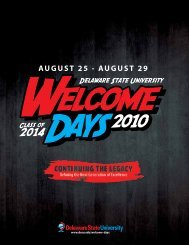 Delaware State University Welcome Days Schedule 2010