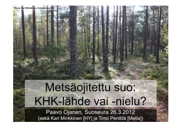 Metsäojitettu suo: j KHK-lähde vai -nielu?