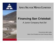 Apex Silver & San Cristobal - Colorado Mining Association
