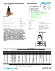 Direct Acting Pressure Reducing Valve Specification Sheet Flomatic ...