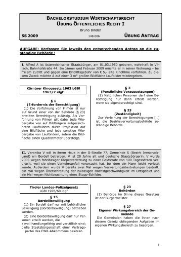 Ãbung Antrag - Institut fÃ¼r Ãffentliches Wirtschaftsrecht