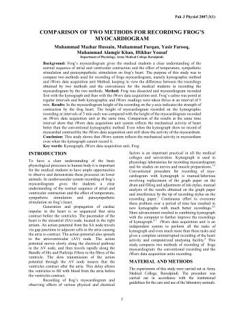 comparison of two methods for recording frog's myocardiogram