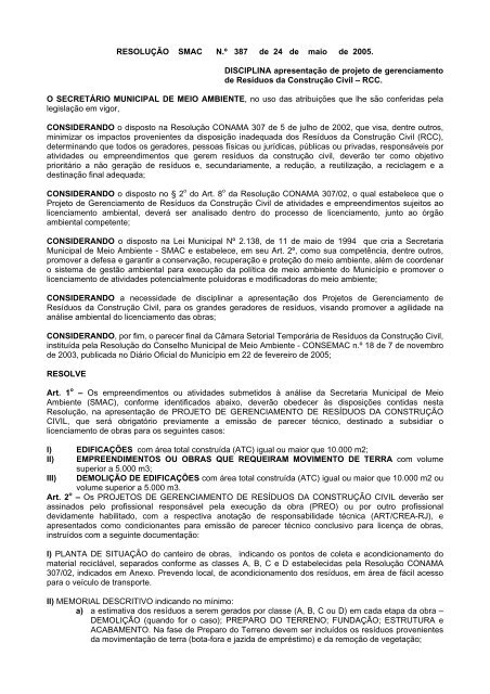 ResoluÃ§Ã£o NÂº 387 de 24/05/2005 - rio.rj.gov.br