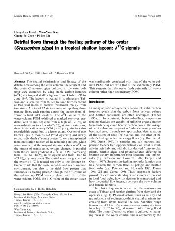 2000 Hsieh et al. Detrital flow of oyster